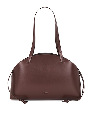 Jil Sander Curve Medium Shoulder Bag in Dark Earth