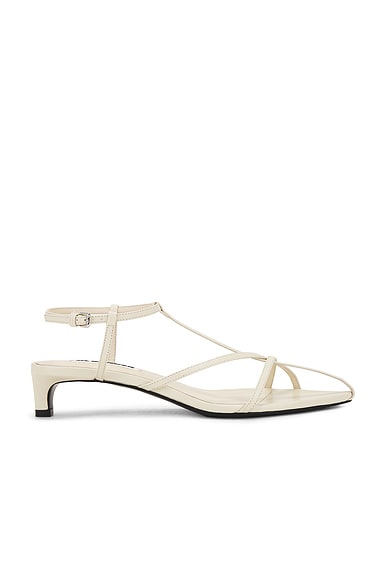Jil Sander Cage Sandal Heel in Chalk