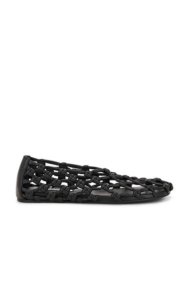 Jil Sander Woven Ballerina Flat in Black