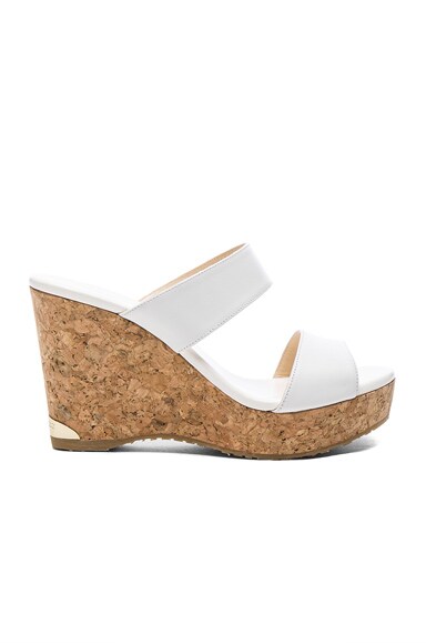 【JIMMY CHOO】Parker 100-Oncr ★関税送料込み Jimmy Choo Parker 100 Leather Wedge in White | FWRD