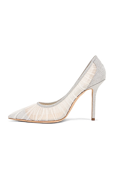 Jimmy Choo Love 100 Fine Glitter Heel In Ivory & Silver