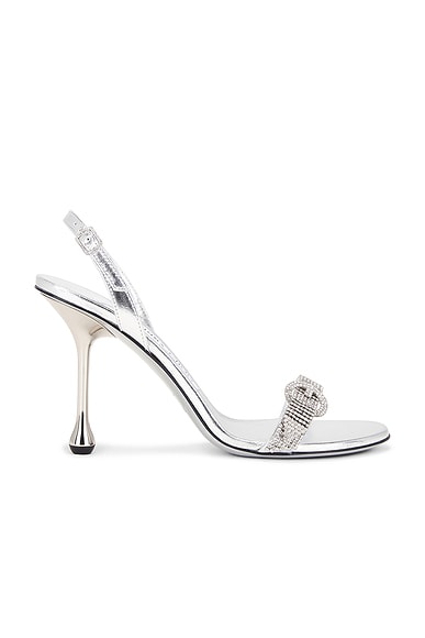 Jimmy Choo Tabatha 95 Slingback Heel in Silver & Crystal