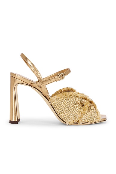 Jimmy Choo Annika 95 Sandal in Gold & Gold