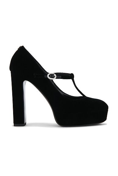Jimmy Choo Marene Maryjane Velvet 120 Pump in Black