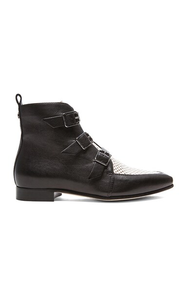 Jimmy Choo Marlin Leather Ankle Boots in Black Natural FWRD