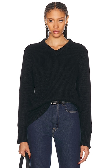 Jenni Kayne Cashmere Kate V-Neck Sweater in Black