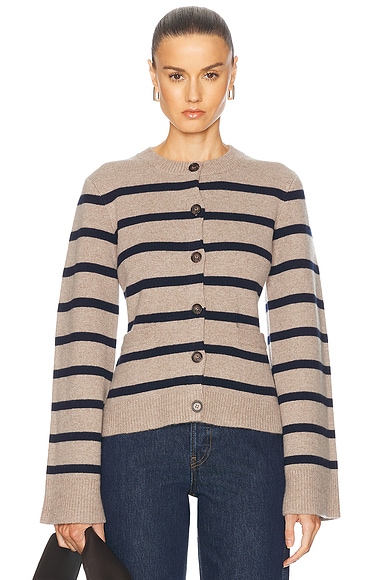Jenni Kayne Cooper Cardigan in Taupe & Navy Stripe
