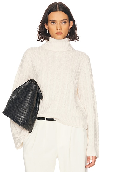Jenni Kayne Cable Nell Turtleneck Sweater in Ivory