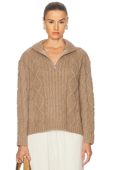 Jenni Kayne Cable Half Zip Sweater in Clove