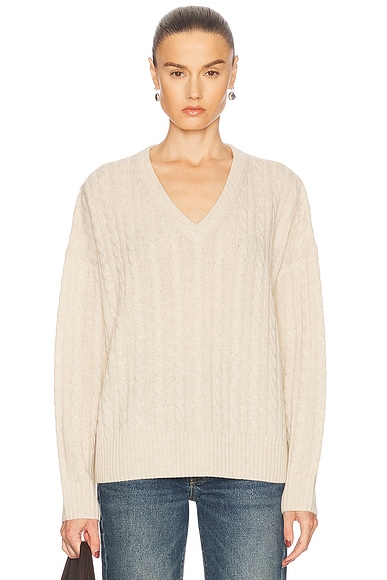 Jenni Kayne Neil V Neck Sweater in Alabaster