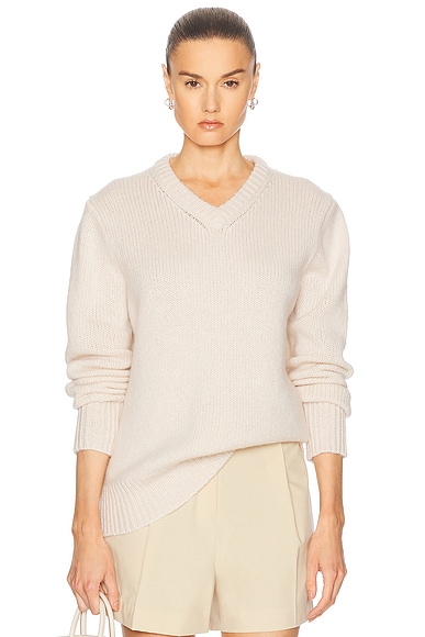 Jenni Kayne Cashmere Kate V Neck Sweater in Ivory
