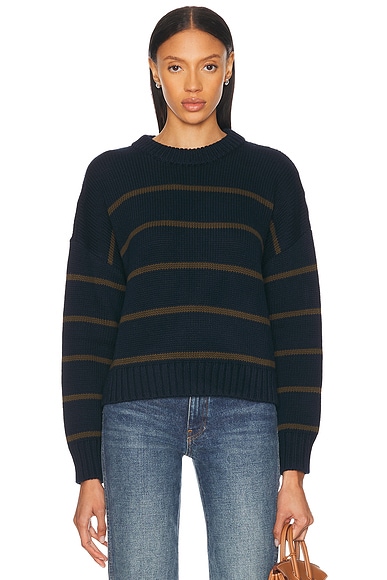 Jenni Kayne Chloe Crewneck Sweater in Navy & Army Stripe