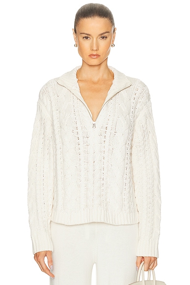 Cotton Cable Half Zip Sweater