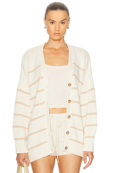 Jenni Kayne Chloe Cardigan in Ivory & Oat Stripe