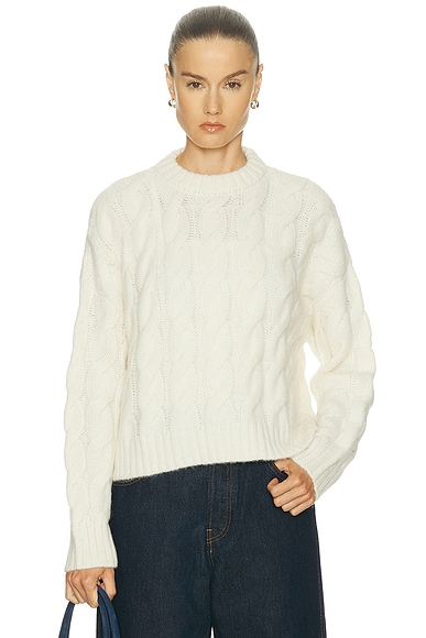 Jenni Kayne Cable Serena Crewneck Sweater in Ivory
