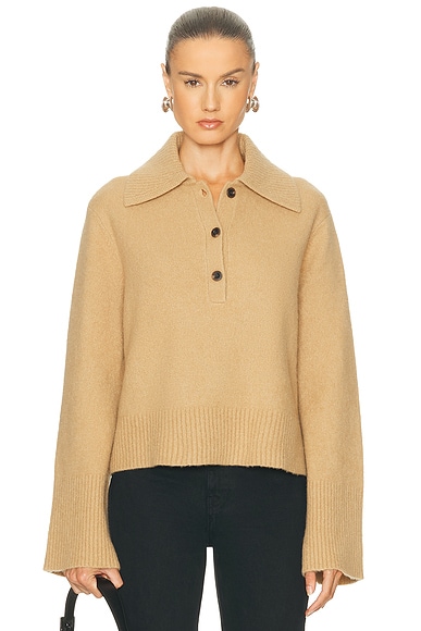 Jenni Kayne Cashmere Stevie Polo Top in Camel