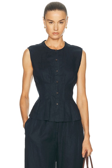 Jenni Kayne Lara Linen Top in Navy