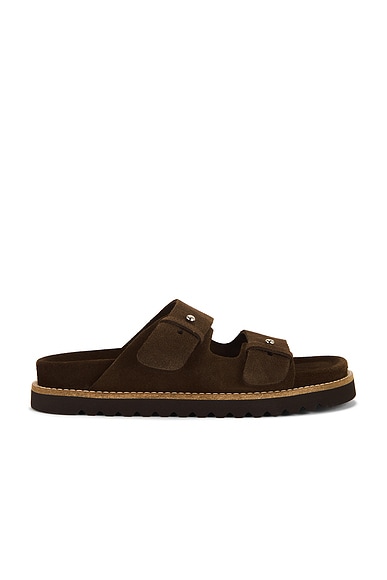 Jenni Kayne Suede Hutton Slide Sandal in Chocolate