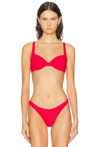 Juillet Cate Bikini Top in Raspberry