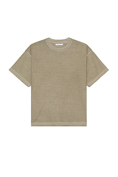Reversed Cropped Ss Tee in Taupe