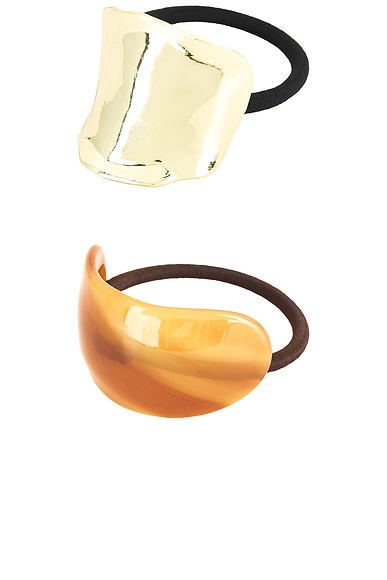 Jordan Road Tortoise And Xl Wave Hair Cuff Set in Resin & 14k Gold Plated Brass