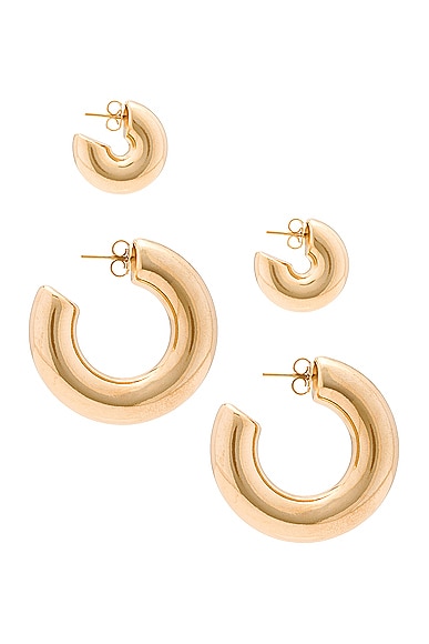 Shop Jordan Road Jewelry Monaco Hoop Earrings Set In 18k Gold Plated Brass