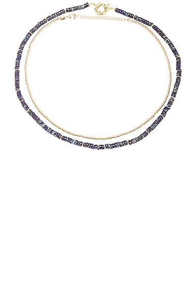 Jordan Road Jewelry Paradis 1 Stack Necklace in 18k Gold Plated Brass & Lapis