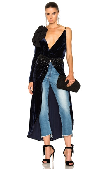 Carmelilla Silk Rayon Velvet Embellished Dress