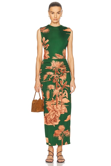 Johanna Ortiz Finding The Way Ankle Dress in Green & Pink