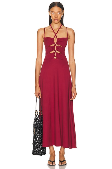Johanna Ortiz Rio Andaluz Ankle Dress in Wine