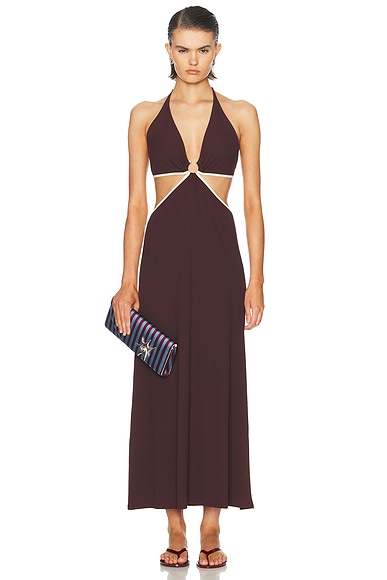 Johanna Ortiz Beautiful Paradigm Ankle Dress in Pinot Wine