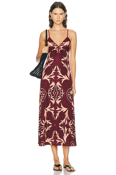 Johanna Ortiz Nuestra Tierra Ankle Dress in Wine