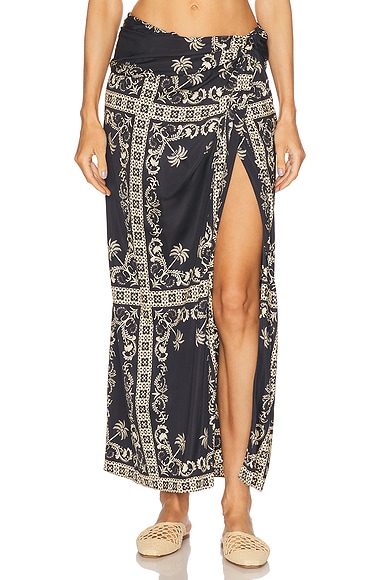 Johanna Ortiz Dream Tiles Ankle Skirt in Tropicalismo Andaluz, Ecru, & Black