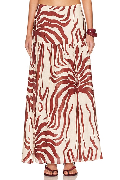 Johanna Ortiz Bohemia Maxi Skirt in Ecru & Wine