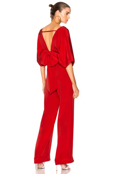 Red Canna Silk Crepe Jumpsuit