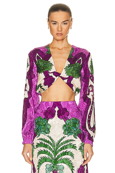 高価値セリー & Orchid Palms in Top Crop Bemused Ortiz Johanna Ecru FWRD | トップス