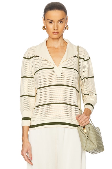 Johanna Ortiz Poca Vela Top in Ecru & Green