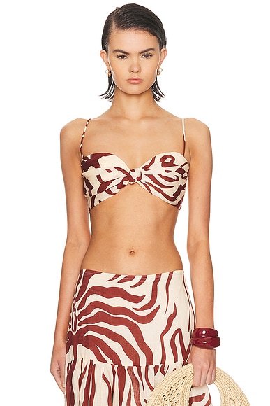 Johanna Ortiz Nudos Del Mar Top in Ecru & Wine