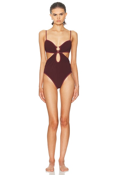Johanna Ortiz Sunny Days One Piece Swimsuit in Madero Wine
