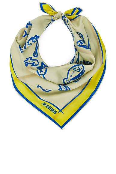 JACQUEMUS Le Bandana Pesco in Print Capri Fish Yellow | FWRD