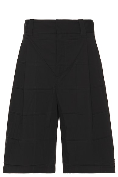 JACQUEMUS Le Short Navega Plisse in Black