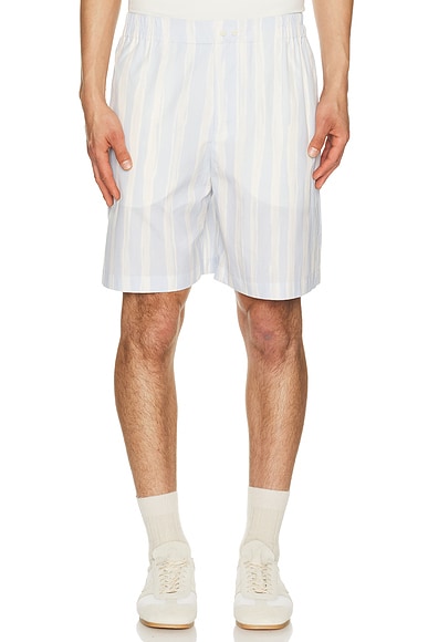 JACQUEMUS Le Short Calecon in Blue Beige Gouache Print