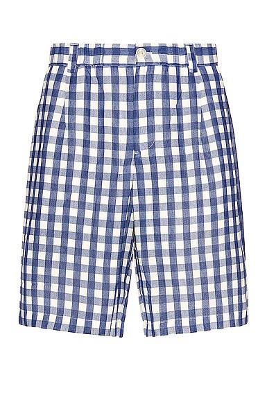 Jacquemus Le Short Gelati Pleated Shorts In Navy Checks