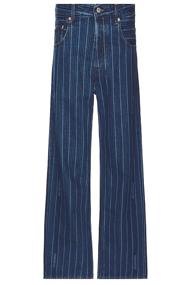 JACQUEMUS Le De Nimes Large in Print Blue Stripe