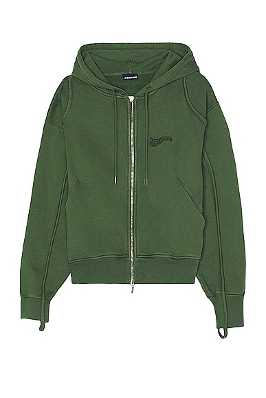 JACQUEMUS Le Sweater Camargue Zipper in Dark Green