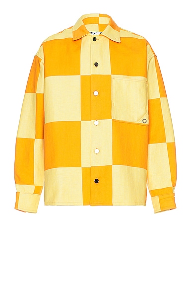 Jacquemus La Surchemise Tecido Overshirt In Yellow Checks
