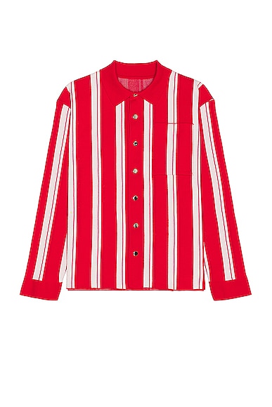 JACQUEMUS La Chemise Maille Polo in Multi Red