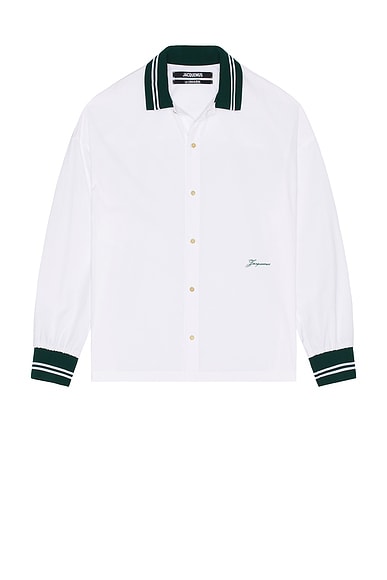 JACQUEMUS La Chemise Baseball Shirt in White