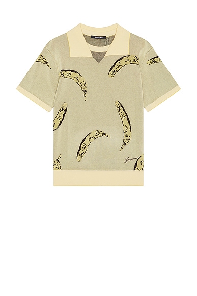 JACQUEMUS Le Polo Marino in Banana Jacquard Yellow
