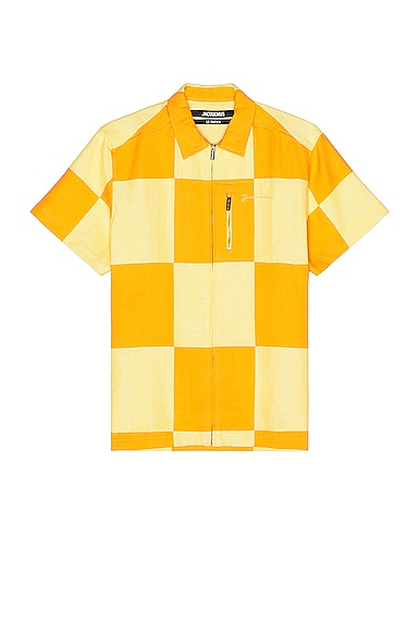 JACQUEMUS La Chemise Banho in Yellow Checks